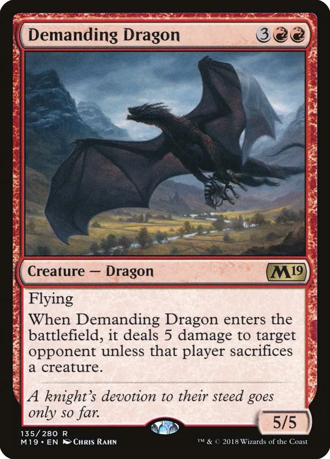 2018 Core Set 2019 Demanding Dragon #135 rare card image