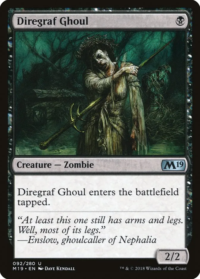 2018 Core Set 2019 Diregraf Ghoul #92 uncommon card image