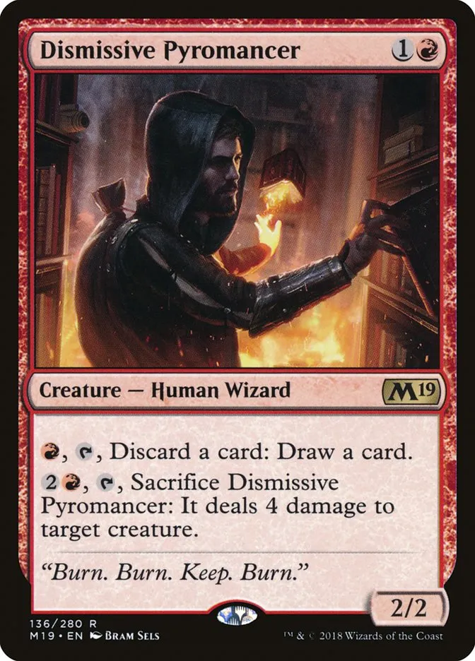 2018 Core Set 2019 Dismissive Pyromancer rare #136 rare card image