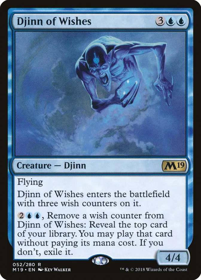 2018 Core Set 2019 Djinn of Wishes #52 rare card image