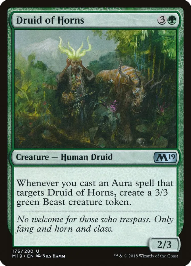 2018 Core Set 2019 Druid of Horns #176 uncommon card image