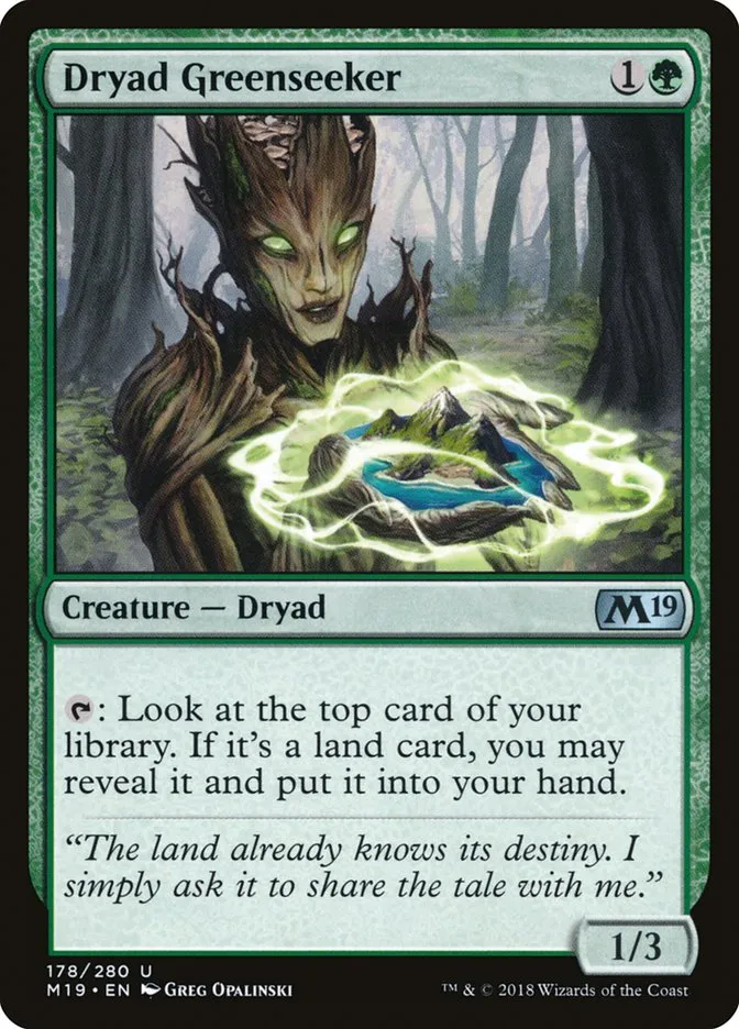 2018 Core Set 2019 Dryad Greenseeker uncommon #178 uncommon card image