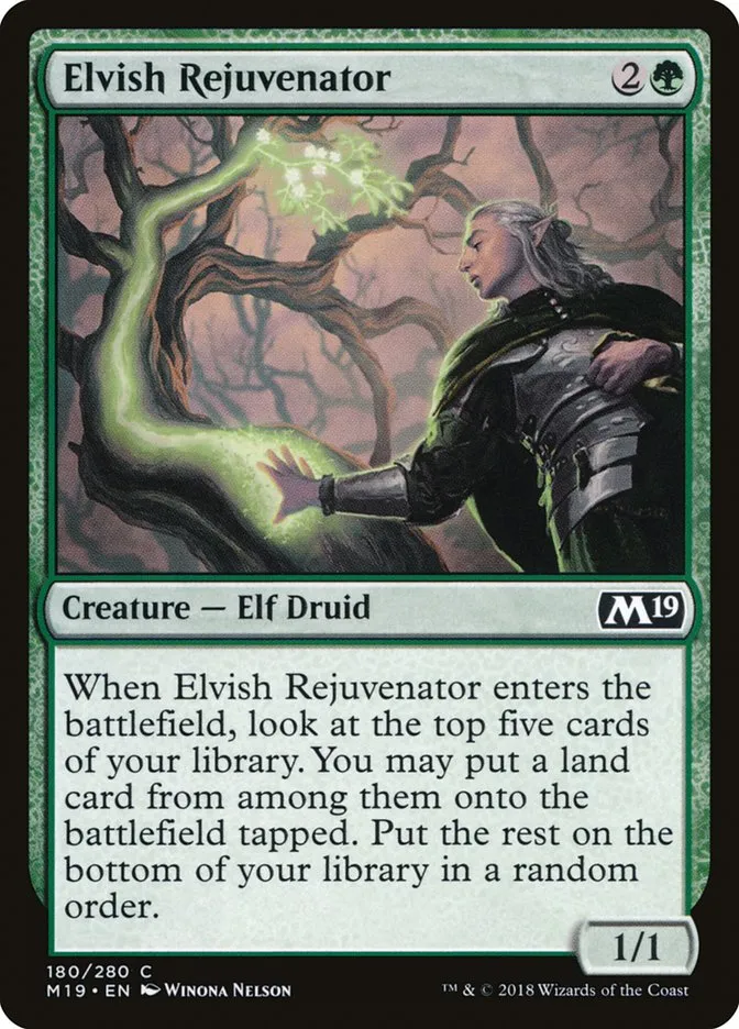 2018 Core Set 2019 Elvish Rejuvenator common #180 common card image