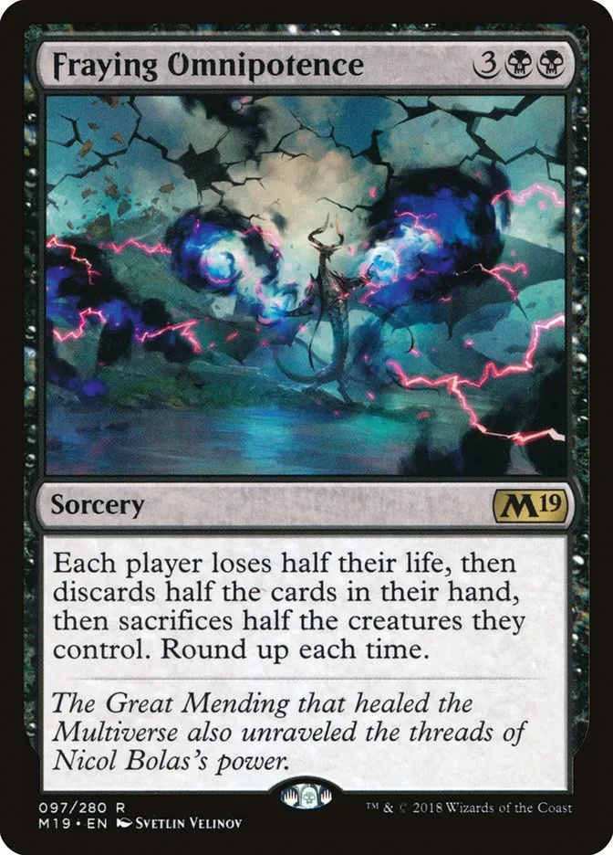 2018 Core Set 2019 Fraying Omnipotence [Foil] rare #97 rare card image