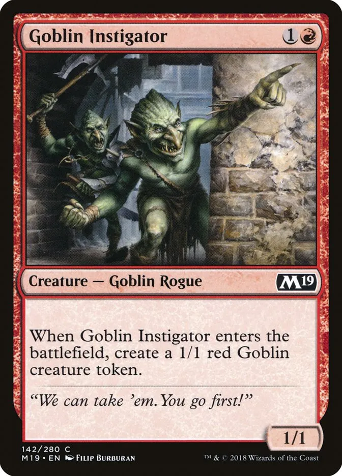 2018 Core Set 2019 Goblin Instigator common #142 common card image