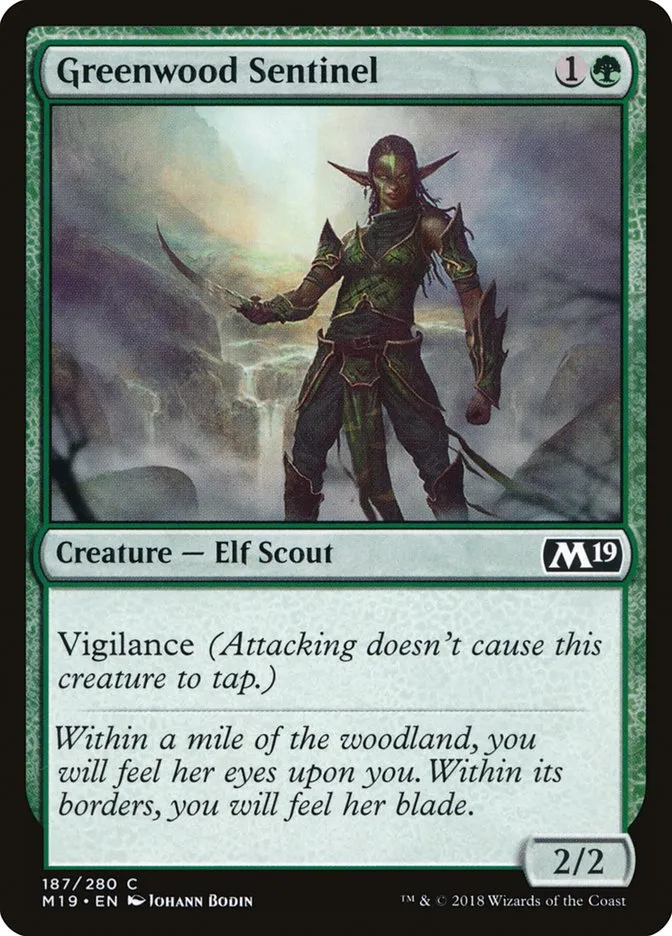 2018 Core Set 2019 Greenwood Sentinel [Foil] common #187 common card image