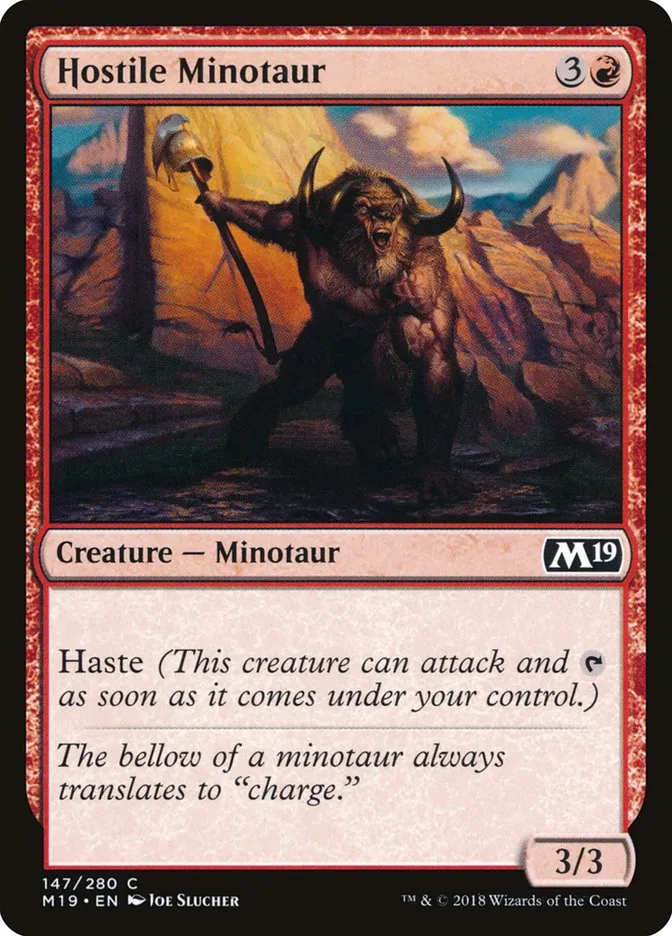 2018 Core Set 2019 Hostile Minotaur common #147 common card image