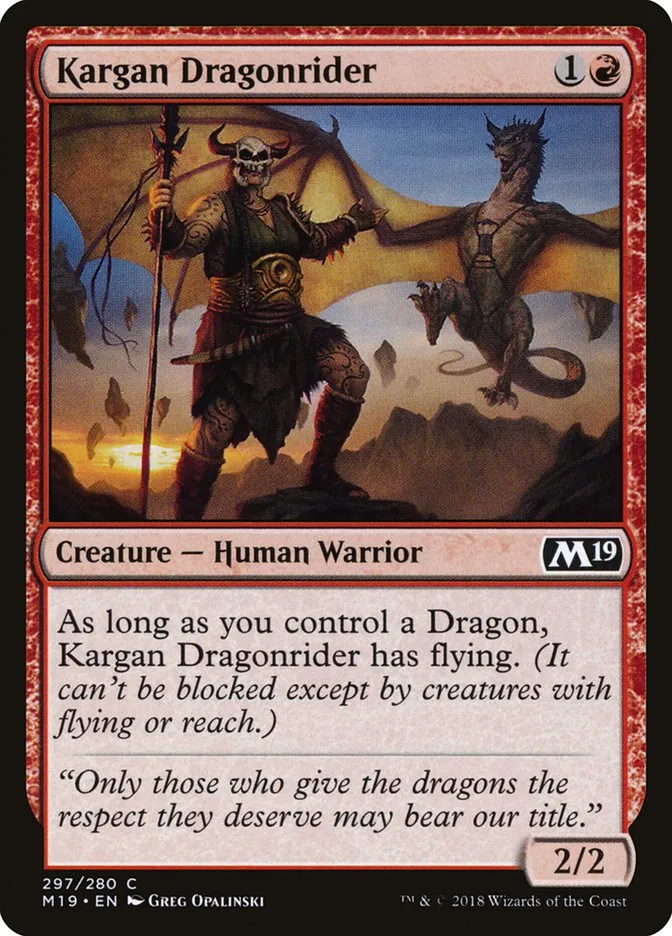 2018 Core Set 2019 Kargan Dragonrider #297 common card image