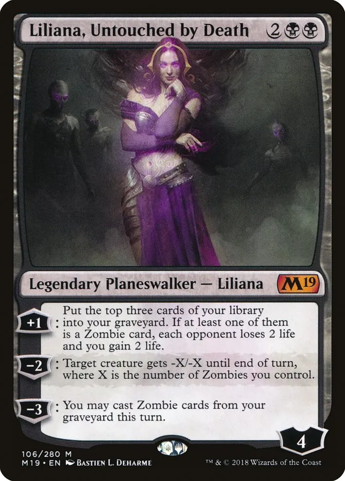 2018 Core Set 2019 Liliana, Untouched by Death [Foil] mythic #106 mythic card image