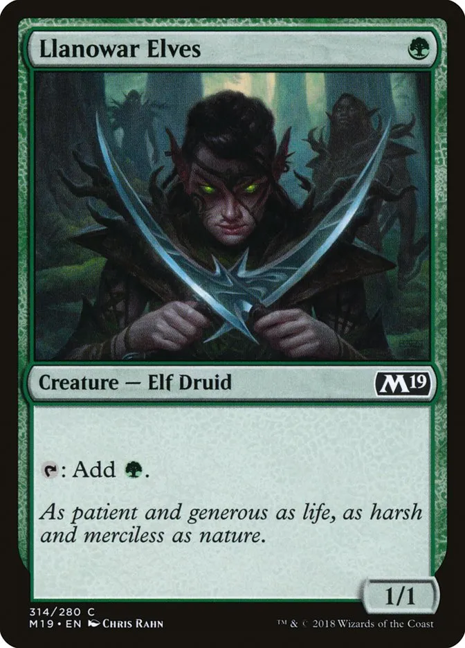 2018 Core Set 2019 Llanowar Elves common #314 common card image