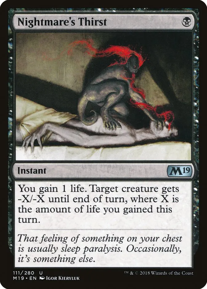 2018 Core Set 2019 Nightmare's Thirst uncommon #111 uncommon card image