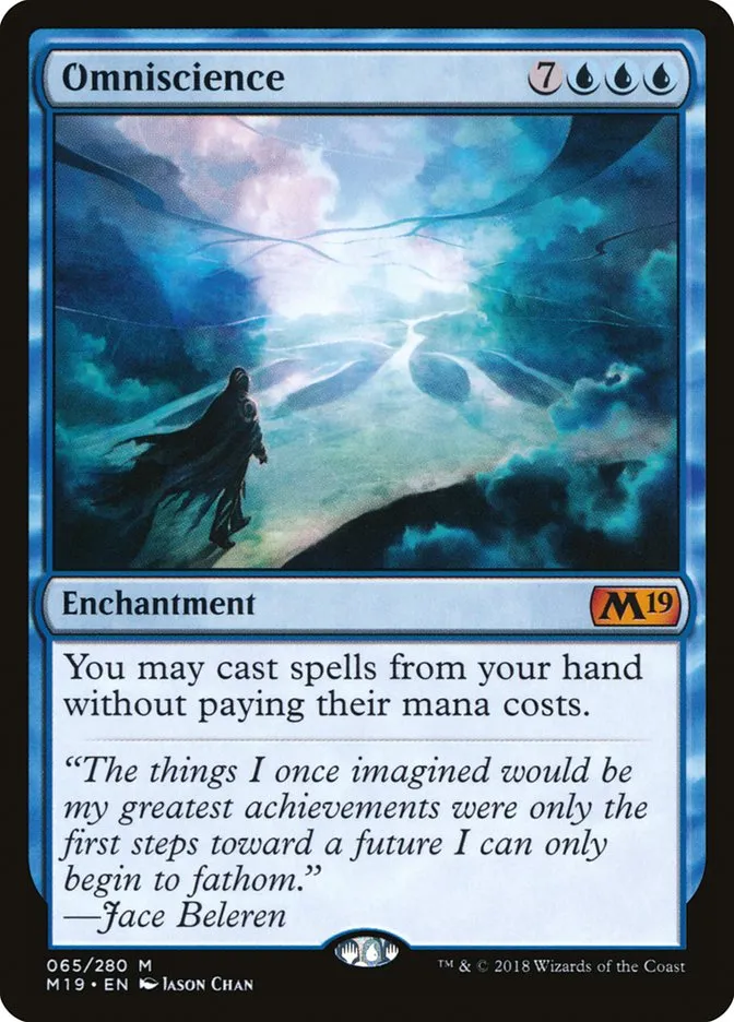 2018 Core Set 2019 Omniscience mythic #65 mythic card image