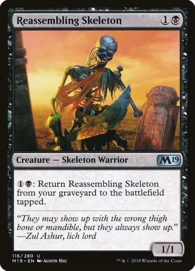 2018 Core Set 2019 Reassembling Skeleton uncommon #116 uncommon card image