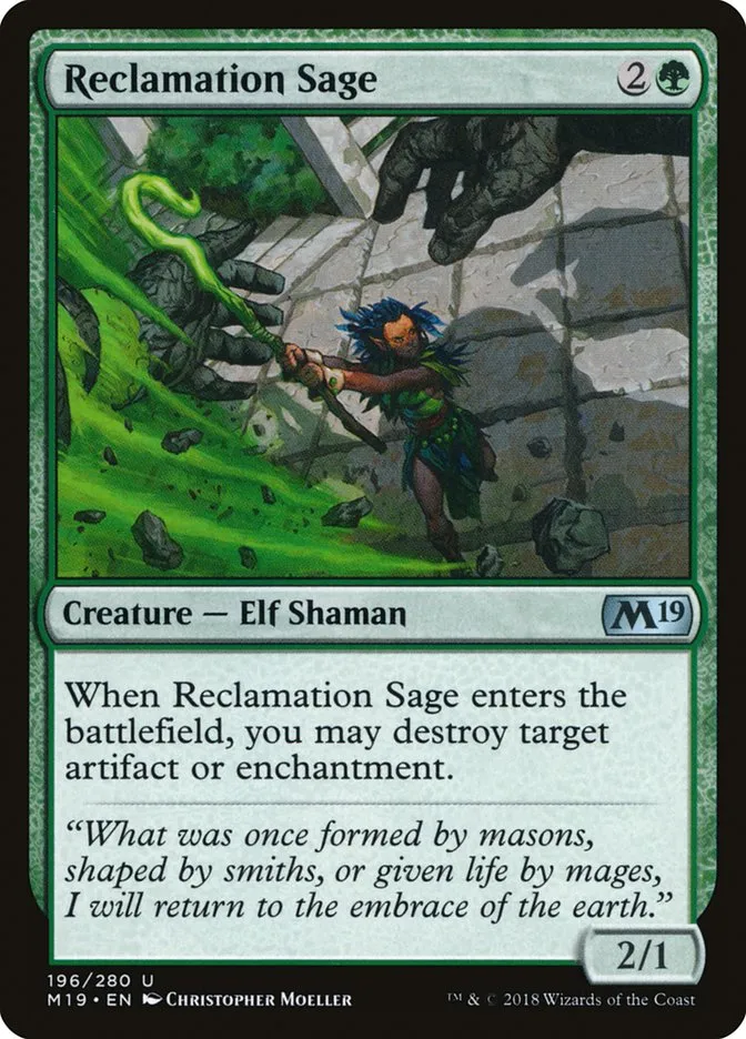 2018 Core Set 2019 Reclamation Sage uncommon #196 uncommon card image