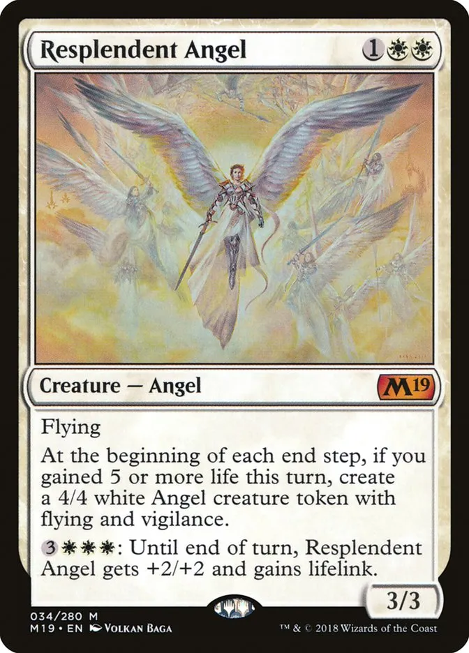 2018 Core Set 2019 Resplendent Angel [Foil] mythic #34 mythic card image