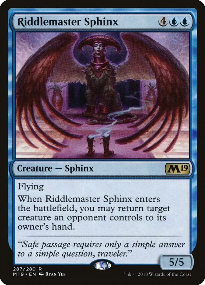 2018 Core Set 2019 Riddlemaster Sphinx rare #287 rare card image