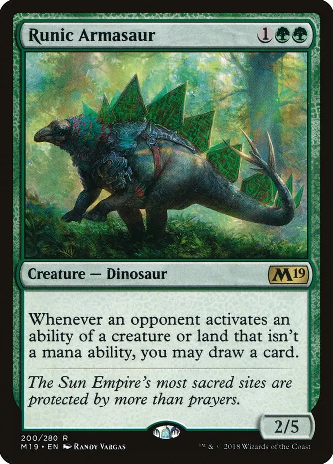 2018 Core Set 2019 Runic Armasaur rare #200 rare card image