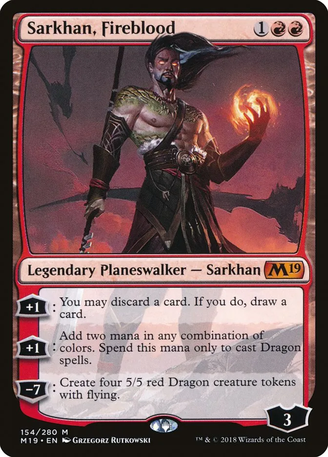 2018 Core Set 2019 Sarkhan, Fireblood [Foil] mythic #154 mythic card image