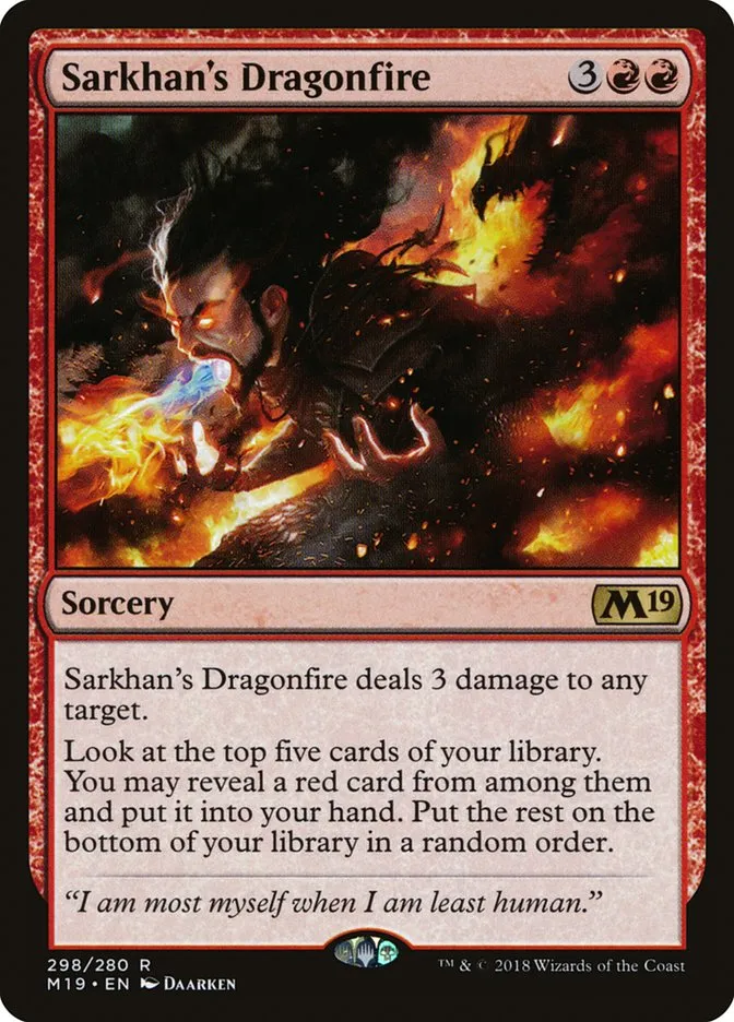 2018 Core Set 2019 Sarkhan's Dragonfire rare #298 rare card image