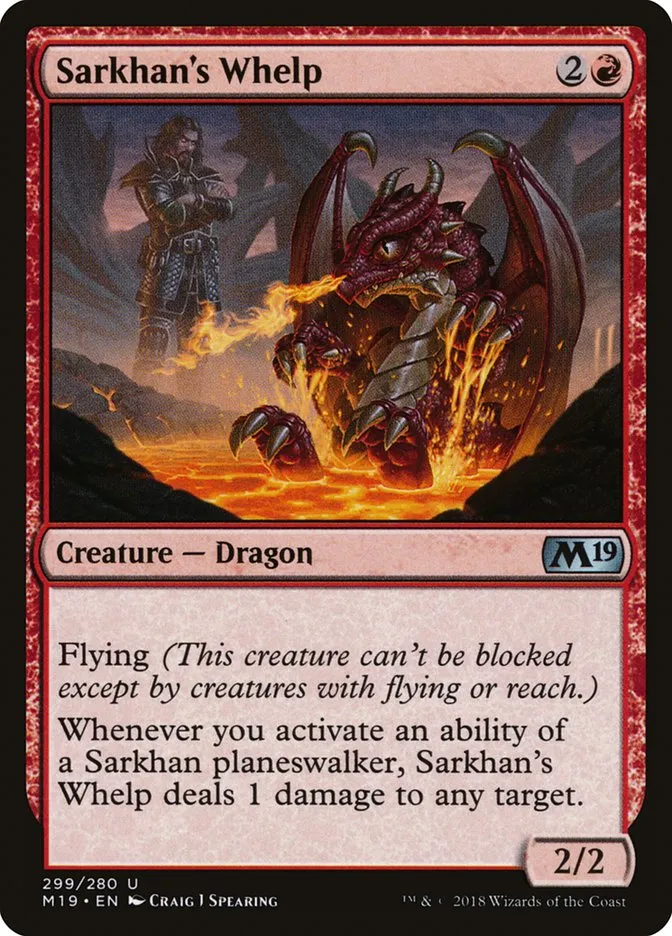 2018 Core Set 2019 Sarkhan's Whelp uncommon #299 uncommon card image