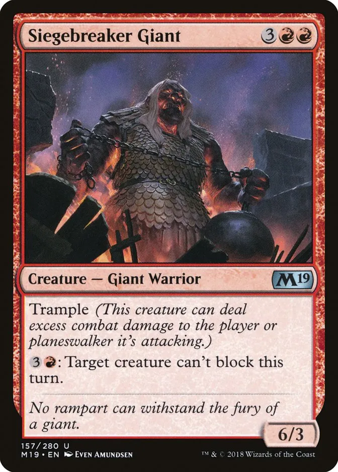 2018 Core Set 2019 Siegebreaker Giant #157 uncommon card image