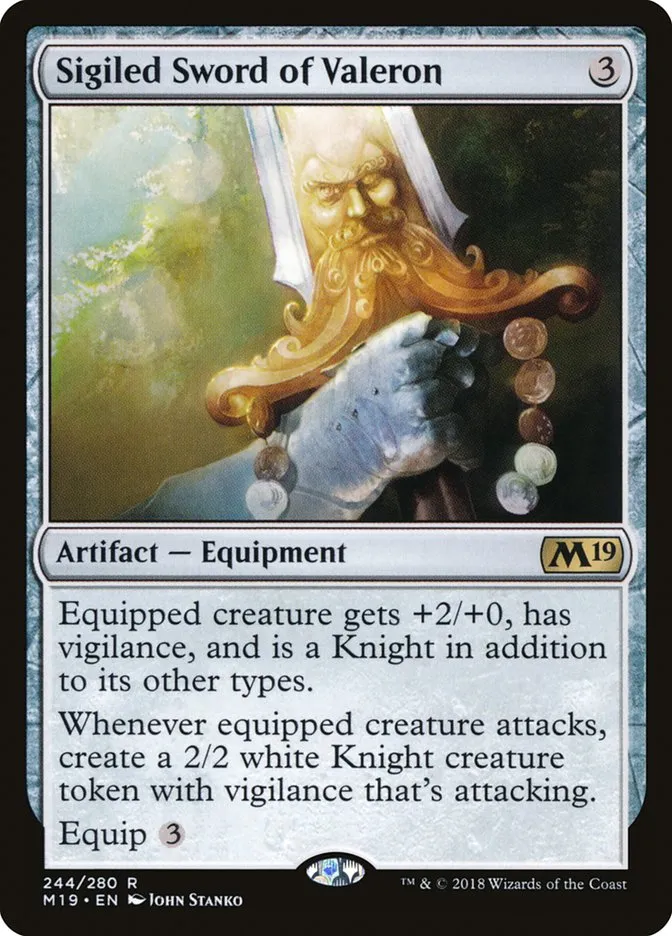 2018 Core Set 2019 Sigiled Sword of Valeron #244 rare card image