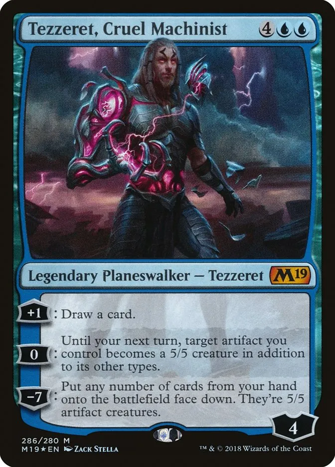 2018 Core Set 2019 Tezzeret, Cruel Machinist mythic #286 mythic card image