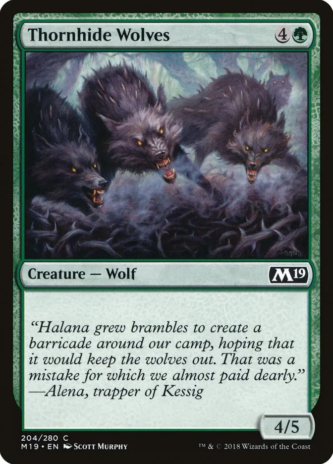 2018 Core Set 2019 Thornhide Wolves common #204 common card image