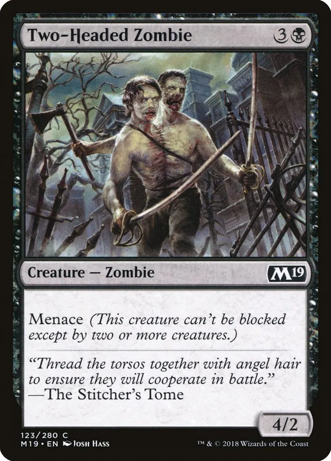 2018 Core Set 2019 Two-Headed Zombie common #123 common card image