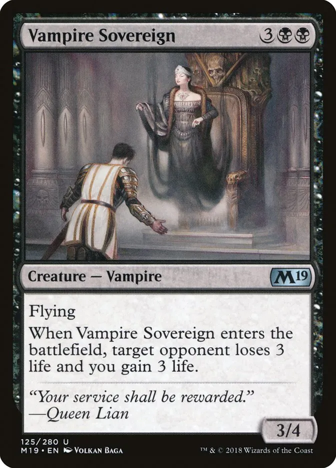 2018 Core Set 2019 Vampire Sovereign uncommon #125 uncommon card image