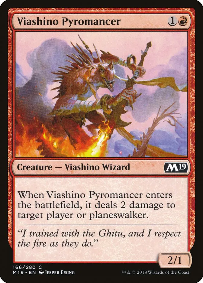 2018 Core Set 2019 Viashino Pyromancer common #166 common card image