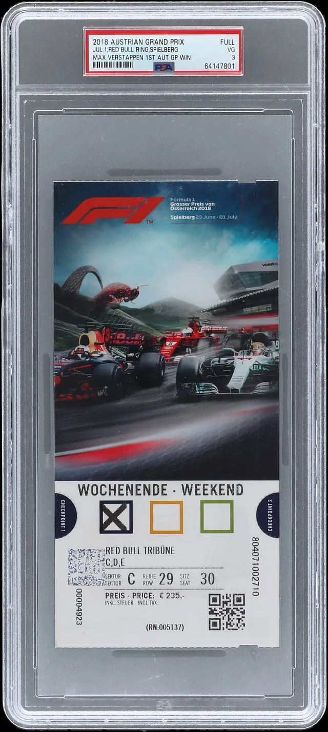 2018 No Full Ticket Max Verstappen Austrian GrandPrix Win #1st card image