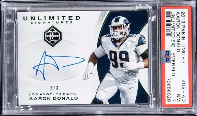 2018 Panini Aaron Donald Limited Unlimited Signatures Emerald #US-AD card image