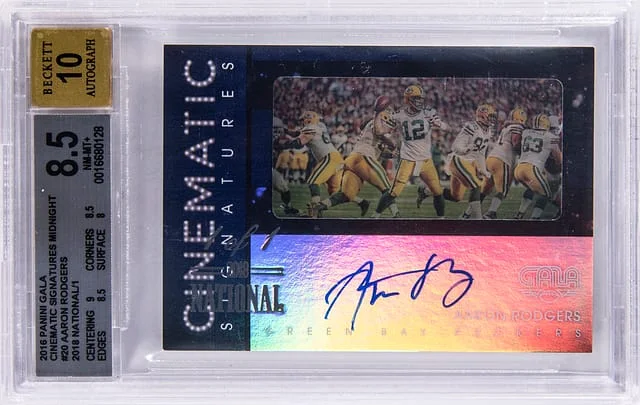 2018 Panini Aaron Rodgers National '16 Panini Gala Cinematic Signatures Midnight #CS-ARG card image