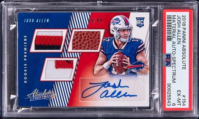 2018 Panini Absolute Josh Allen Material Autograph Spectrum #154 card image