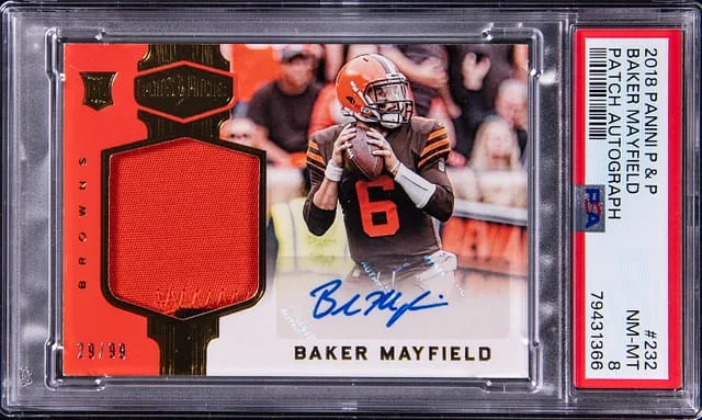 2018 Panini Baker Mayfield Plates and Patches Autograph #232 card image