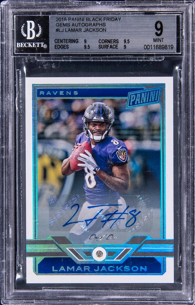 2018 Panini Black Lamar Jackson Friday Gems Autograph #LJ card image