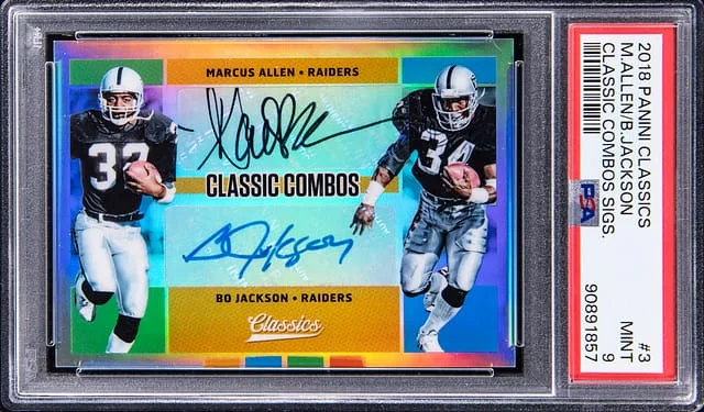2018 Panini Bo Jackson/Marcus Allen Dual Classics Classic Combos Signatures #3 card image