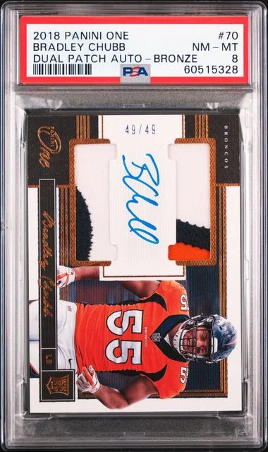 2018 Panini Bradley Chubb One Dual Patch Autograph-Bronze #70 card image