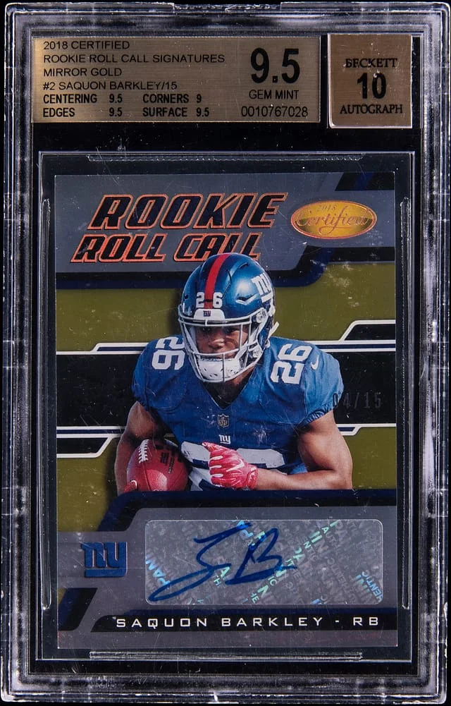 2018 Panini Certified Roll Call Signatures Mirror Gold #-SB Saquon Barkley #no-number card image