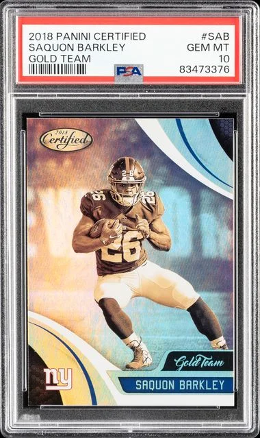 2018 Panini Certified Saquon Barkley Gold Team #SAB card image