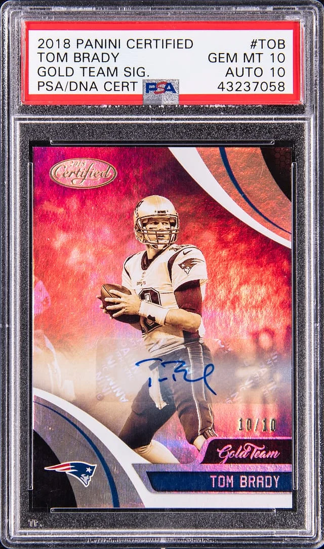 2018 Panini Certified Tom Brady Gold Team Signatures #GT-TOB card image