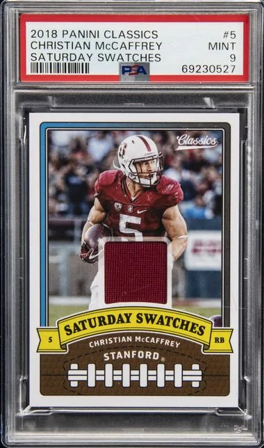 2018 Panini Christian McCaffrey Classics Saturday Swatches #5 card image