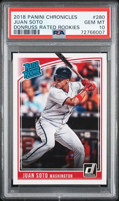 2018 Panini Chronicles Juan Soto Donruss Rated Rookies #280 card image
