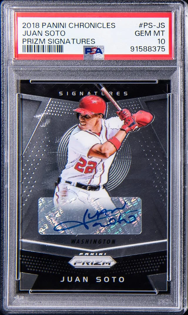 2018 Panini Chronicles Juan Soto Prizm Signatures #PS-JS card image