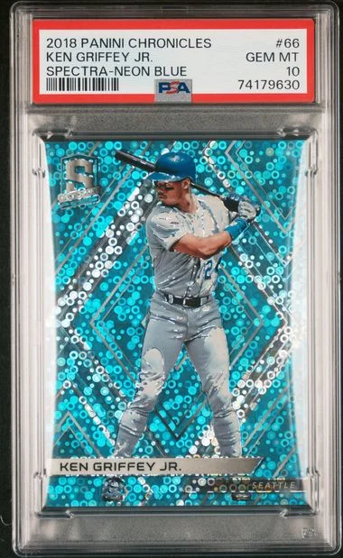 2018 Panini Chronicles Ken Griffey Jr. Spectra Neon Blue #66 card image