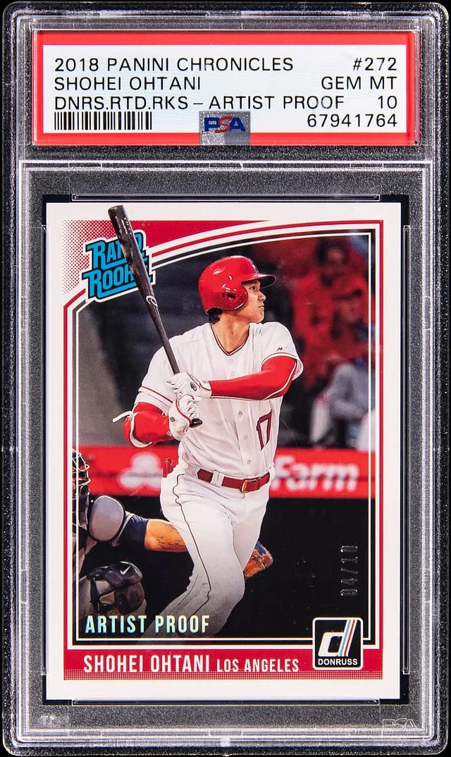 2018 Panini Chronicles Shohei Ohtani Donruss Rated Rookies Artist Proof #272 card image