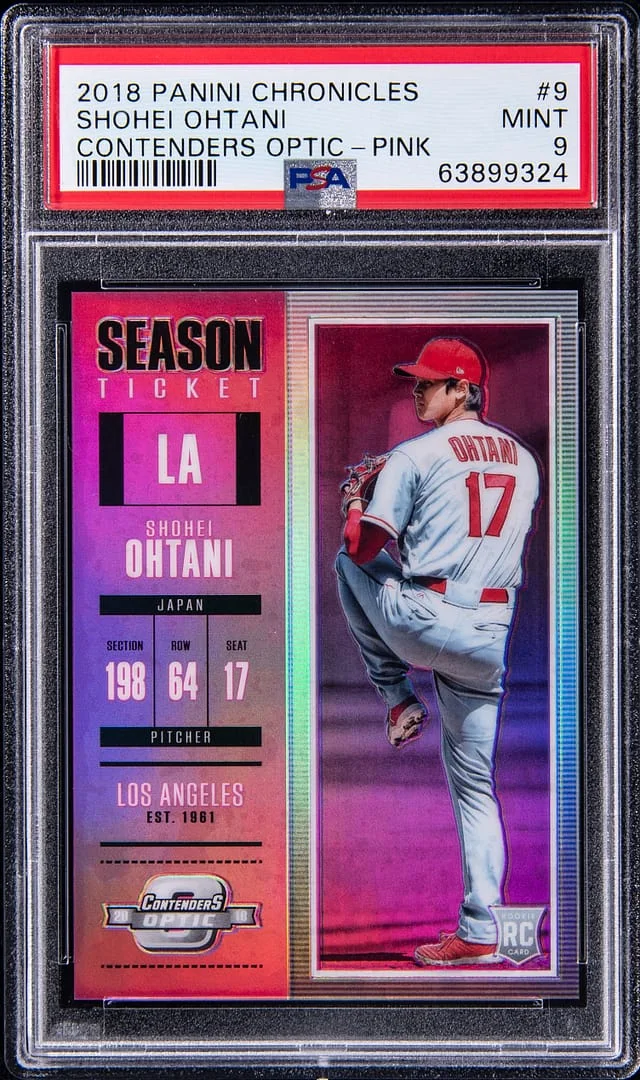 2018 Panini Chronicles Shohei Ohtani Contenders Optic Pink #9 card image