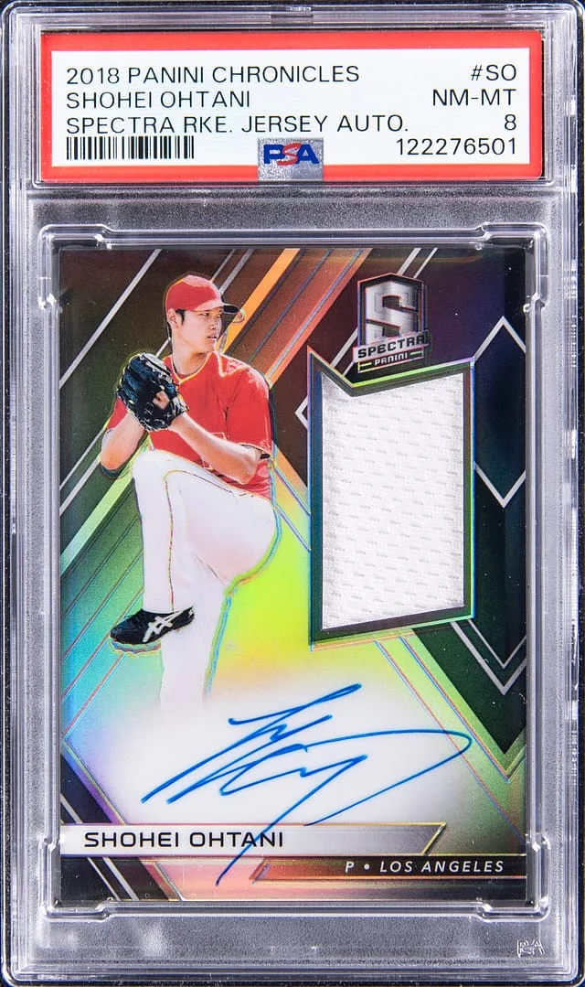 2018 Panini Chronicles Shohei Ohtani Spectra Jersey Autograph #SO card image