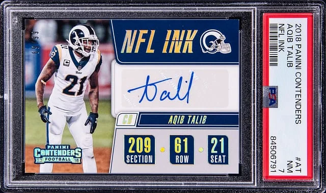 2018 Panini Contenders Aqib Talib NFL Ink #AT card image